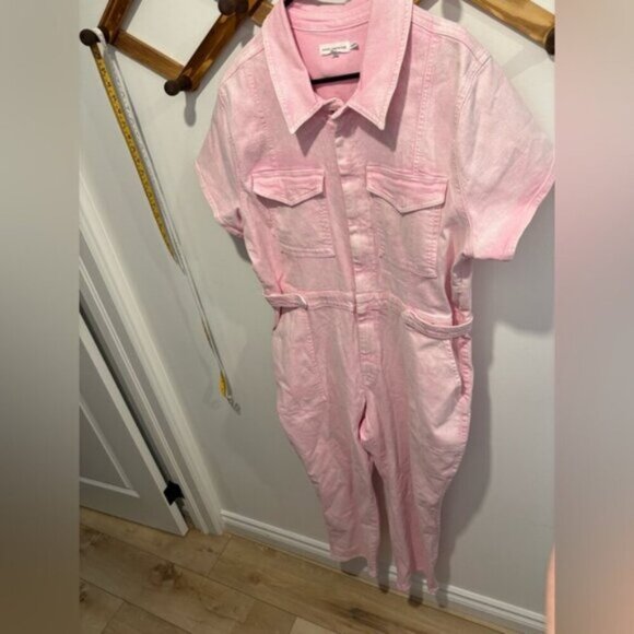 GOOD AMERICAN PINK DENIM FIT FOR SUCCESS JUMPSUIT - Picture 4 of 12